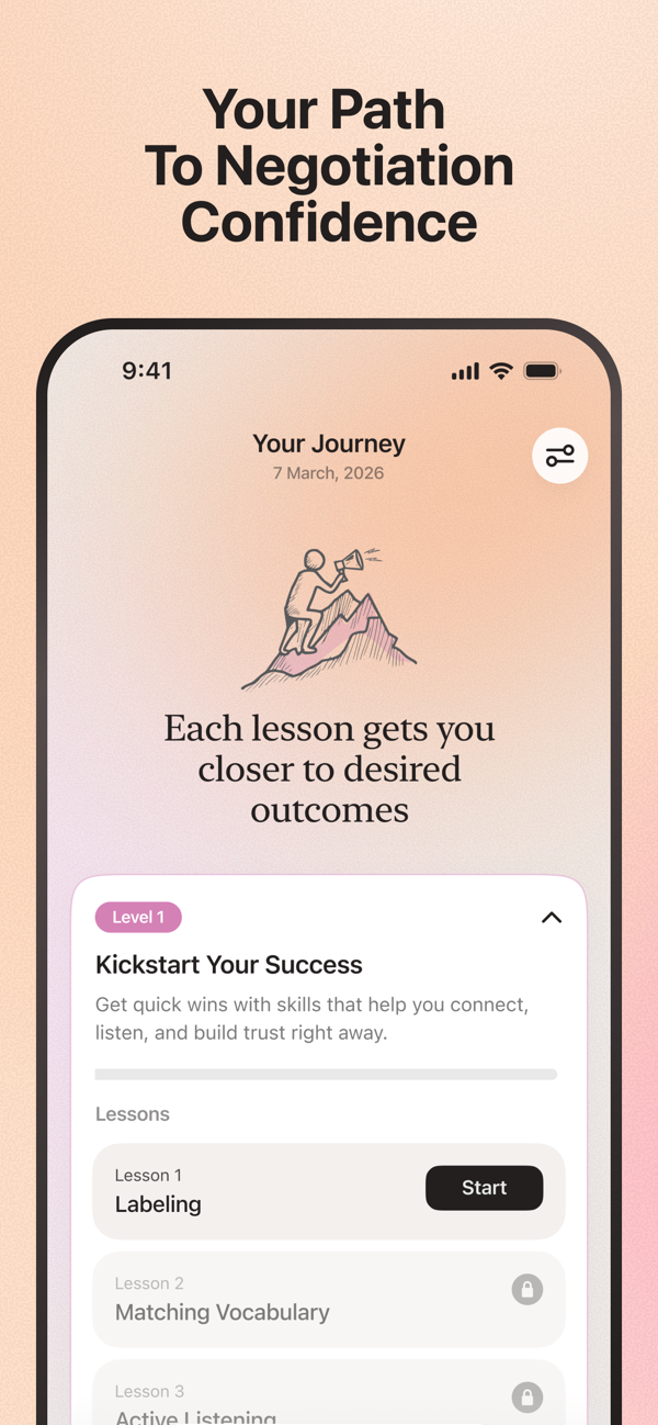 Journey screen with Level 1 lessons