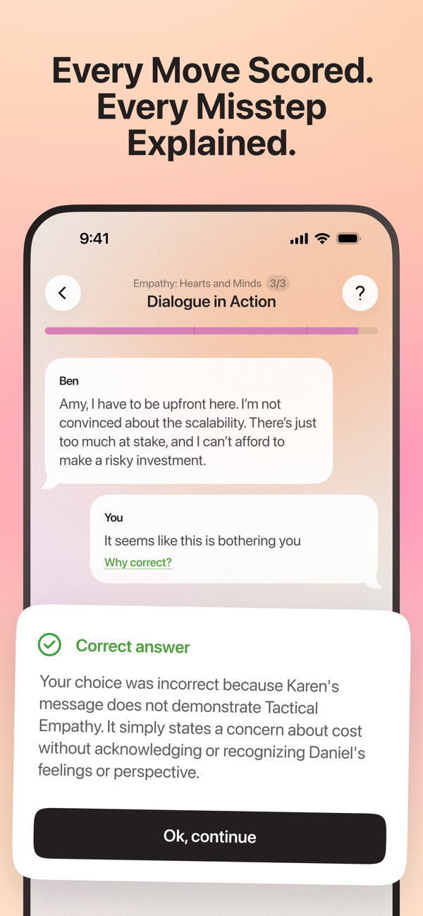 Feedback after an answer, explaining why it was correct